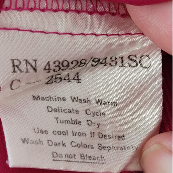 Vintage Anne Klein Hot Pink Ruffle Collar Short Sleeve Button Down Blouse Top - Picture 10 of 13